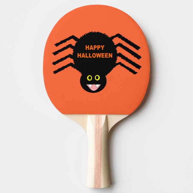Halloween Black Spider Ping Pong Paddle (Front)
