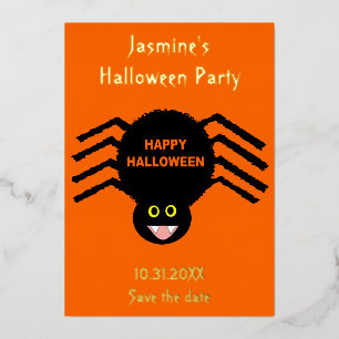 Halloween Black Spider Save the Date Custom
