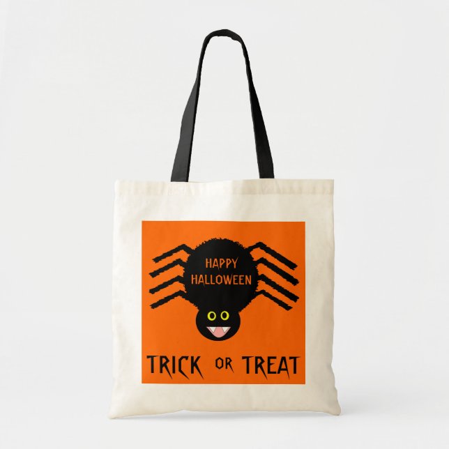 Halloween  Black Spider Trick or Treat Bag (Front)
