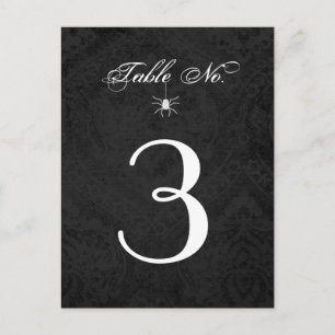 Halloween Black White Gothic Spider Table Number Postcard