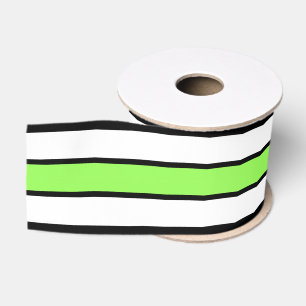 Halloween Black White Green Striped Ribbon Grosgrain Ribbon