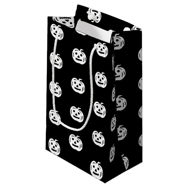 Halloween black white jack o lantern pattern cute small gift bag (Front Angled)