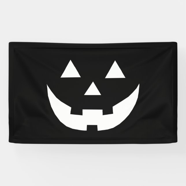 Halloween black white Jack o lantern scary Banner (Horizontal)