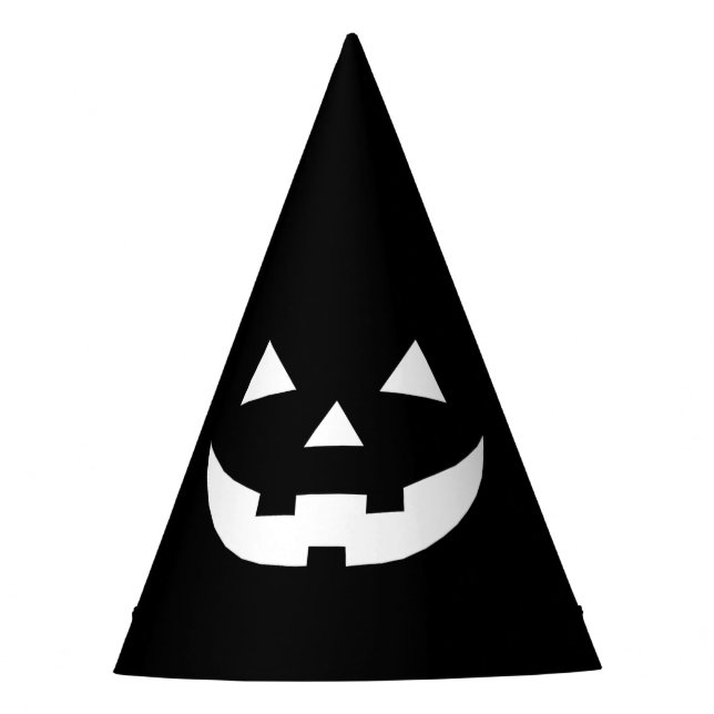 Halloween black white Jack o lantern scary Party Hat (Front)