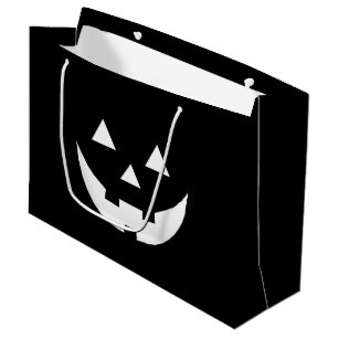 Halloween black white Jack o lantern scary treat  Large Gift Bag