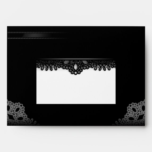 Halloween Black & White Lace SKELETONS Wedding Envelope (Front)