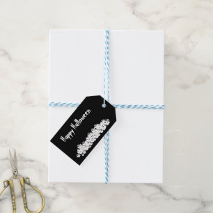 Halloween black white skulls pile custom gift tags