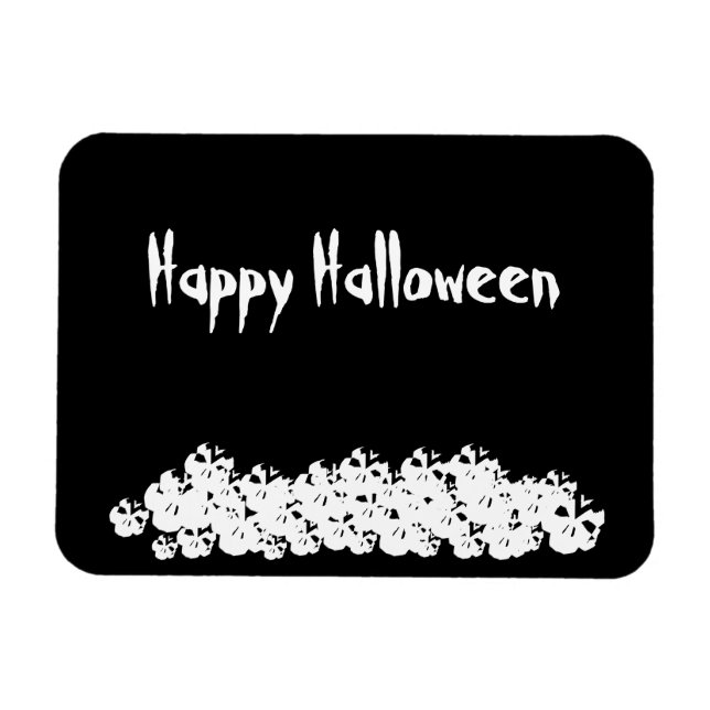 Halloween black white skulls pile custom magnet (Horizontal)
