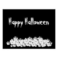 Halloween black white skulls pile custom text
