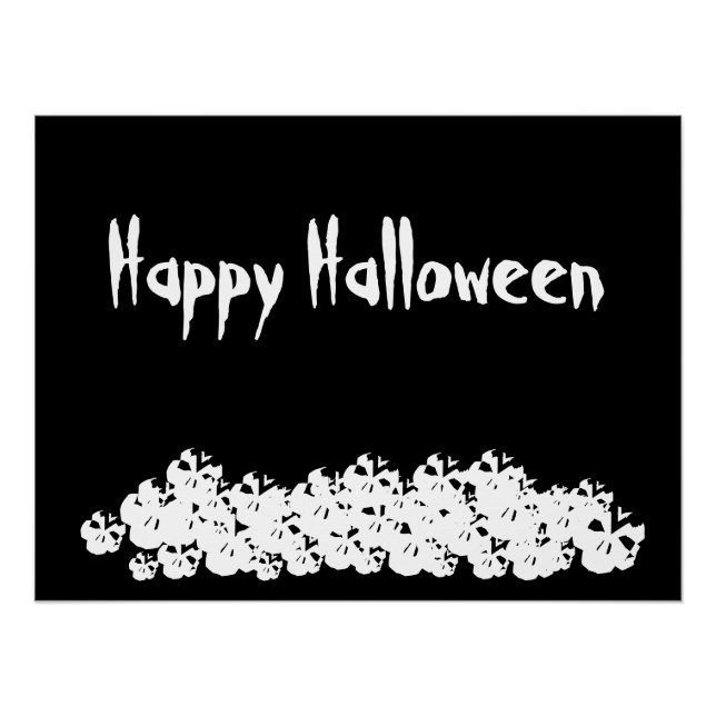 Halloween black white skulls pile custom text poster (Front)