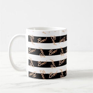 Halloween Black & White Striped BOO Coffee Mug
