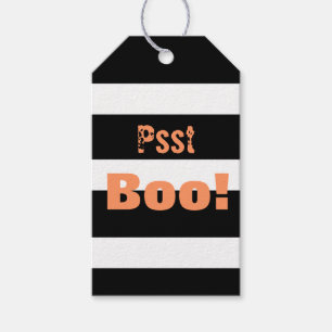Halloween Black White Stripes Boo Gift Tags