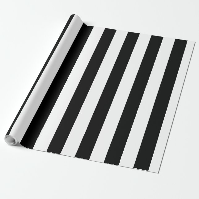 halloween black white vertical stripes wrapping paper (Unrolled)