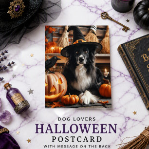 Halloween Black Witch Dog Lovers Holiday Postcard