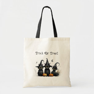 Halloween Black Witchy Kittens Cat Witch Tote Bag