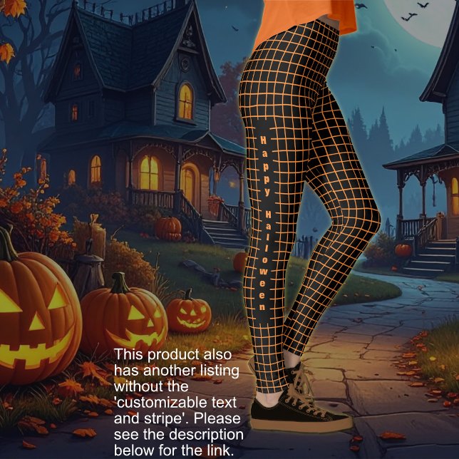 Halloween - Black with orange netting TEXT OPTION Leggings (Halloween - Black with orange netting TEXT OPTION Leggings)