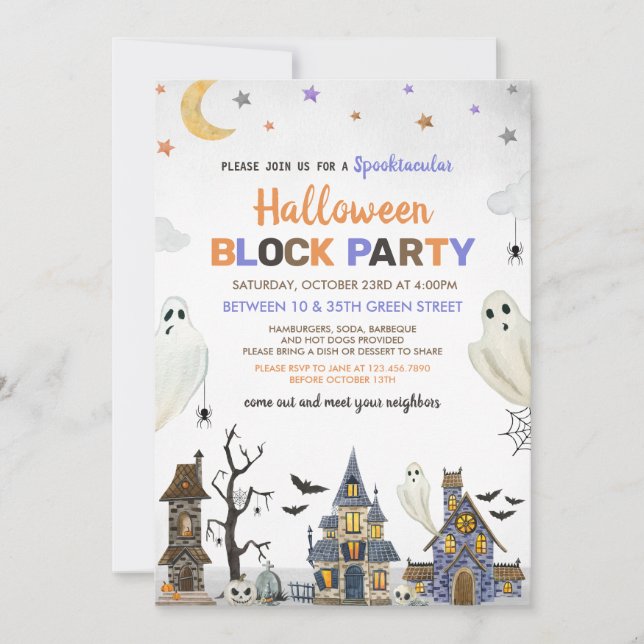  Halloween Block Party Invitation (Front)