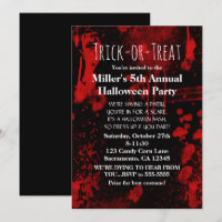 Halloween Blood Splatters Costume Party Invitation