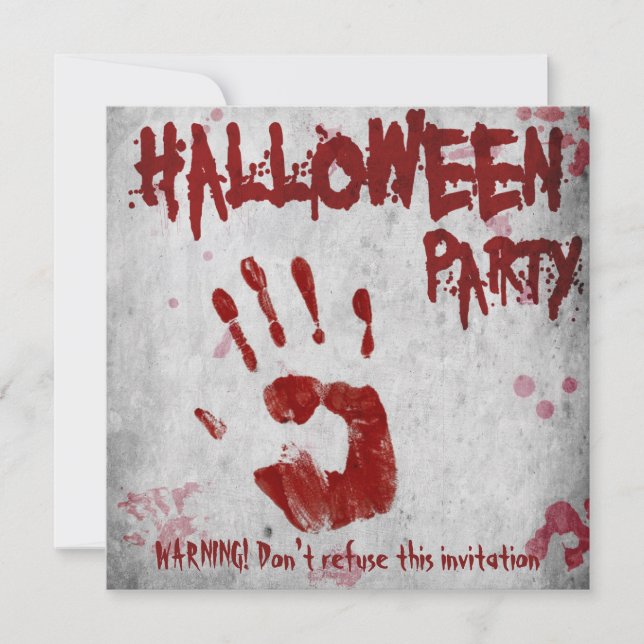 Halloween Bloody Hand Handprint Bloodstains Invitation (Front)
