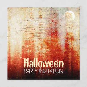 Halloween Bloody Moon Grunge Party Invitation