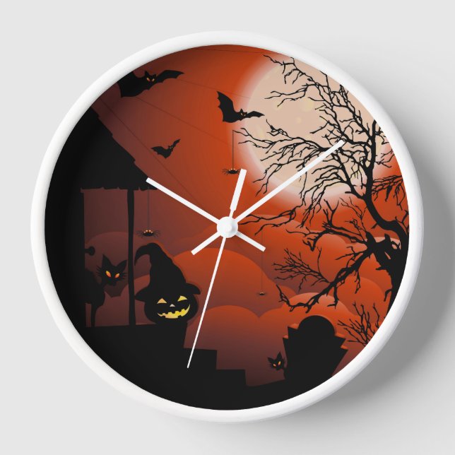 Halloween Bloody Moonlight Nightmare Clock (Front)