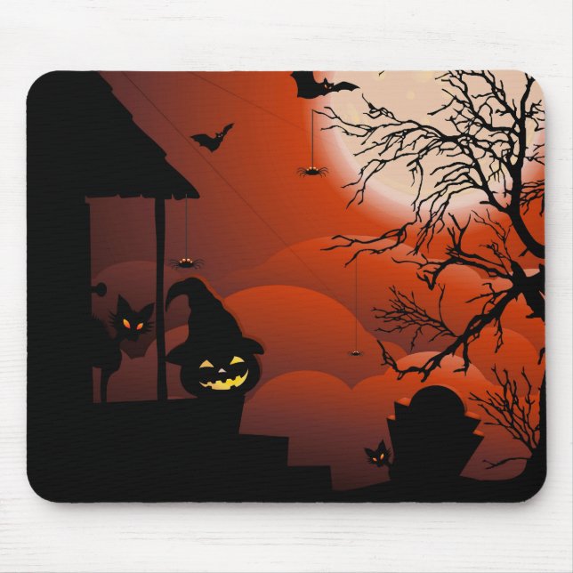 Halloween Bloody Moonlight Nightmare Mouse Pad (Front)