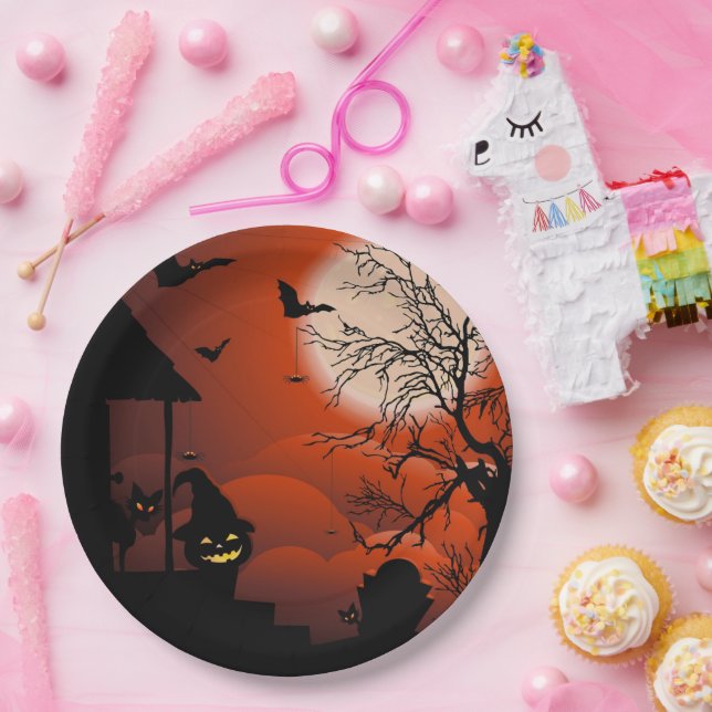 Halloween Bloody Moonlight Nightmare Paper Plate (Party)