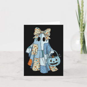 Halloween Blue Denim Boo Ghost Floral Coquette Fal Card