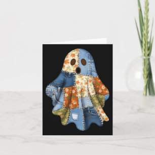 Halloween Blue Denim Boo Ghost Floral Coquette Fal Card