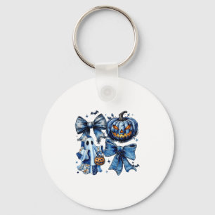 Halloween Blue Denim Ghost Patchwork Soky Ghost  Key Ring