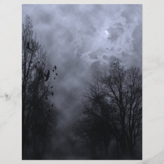 Halloween Blue Mist Sky with Ravens Flyer (Front)
