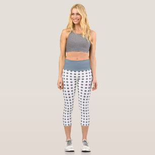 Halloween Blue Polka Dot Eyes Capri Leggings
