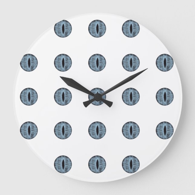 Halloween Blue Polka Dot Eyes Large Clock (Front)