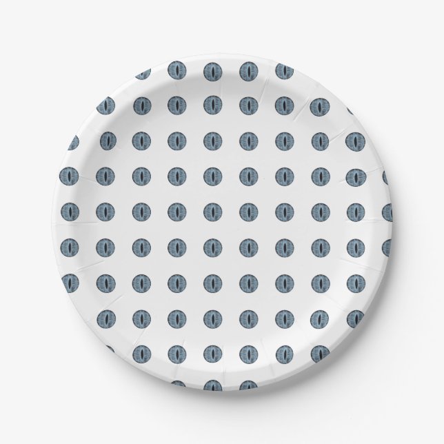 Halloween Blue Polka Dot Eyes Paper Plate (Front)