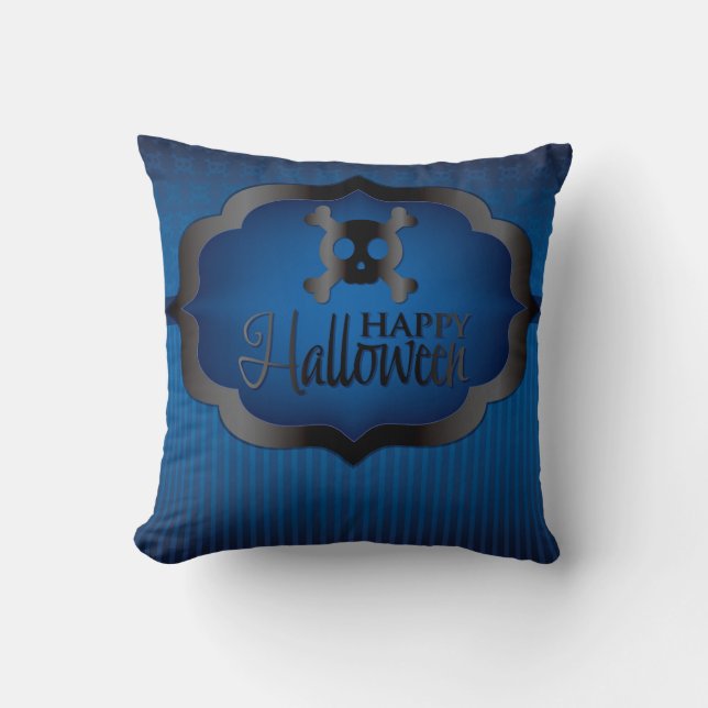 Halloween blue skull cushion (Front)