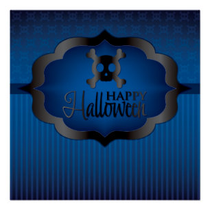 Halloween blue skull poster