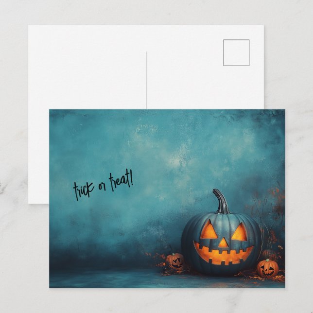 Halloween Blue Trick or Treat Postcard (Front/Back)