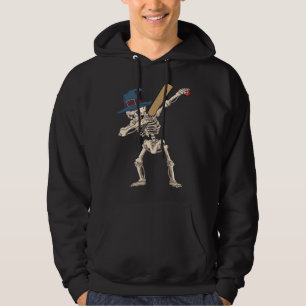 Halloween Blue Witch Hat Skeleton Cricket Dabbing Hoodie