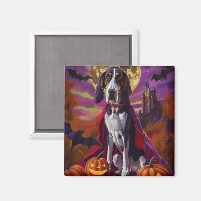 Halloween Bluetick Coonhound Dog Pumpkins Scary  Magnet (Front/Back)