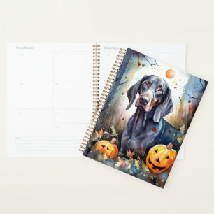 Halloween Bluetick Coonhound With Pumpkins Scary Planner
