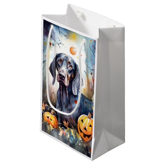 Halloween Bluetick Coonhound With Pumpkins Scary Small Gift Bag (Front Angled)