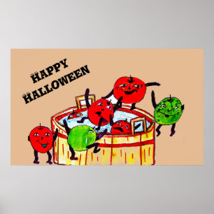 HALLOWEEN BOBBING FOR APPLES PARTY POSTER