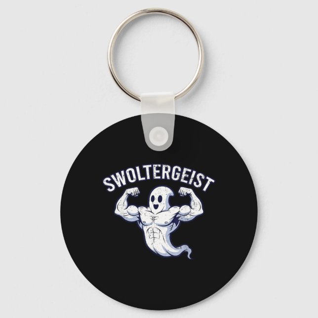 Halloween Bodybuilding Ghost Funny Swoltergeist Key Ring (Front)