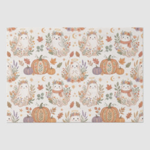 Halloween Boho Ghost Floral Pumpkin Tissue Paper