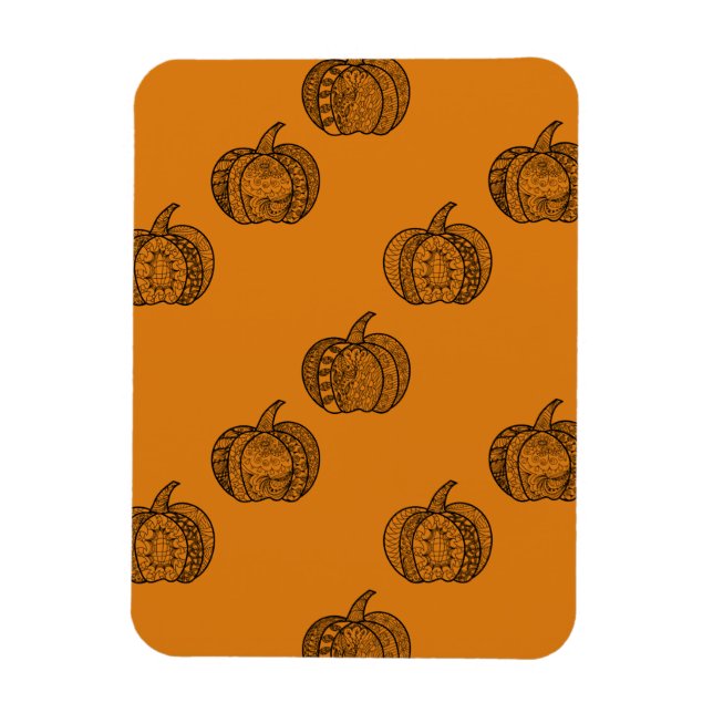 Halloween boho Zentangle® inspired pumpkins Autumn Magnet (Vertical)
