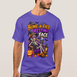 Halloween Bone-A-Fied Resting Face Funny Skeleton T-Shirt