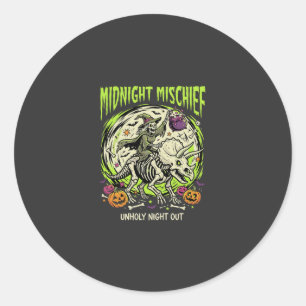 Halloween Bone Rider Mischief Classic Round Sticker