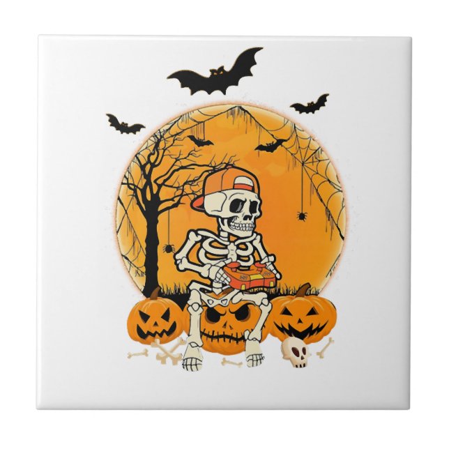 Halloween BonePumpkin Tile (Front)