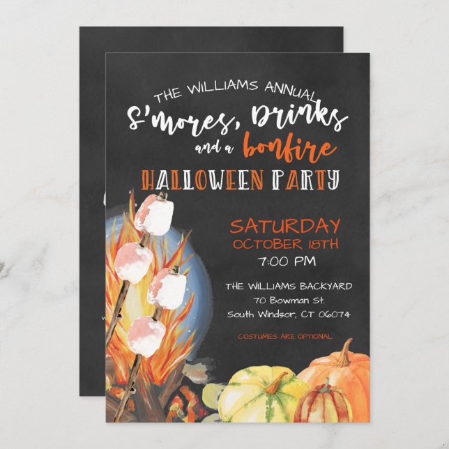 Halloween Bonfire Party Invitation (Front/Back)