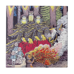 Halloween Bonfire with Bear and Brownies Tile